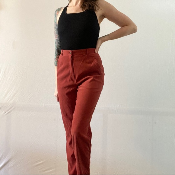 Vintage Draper’s & Damon’s Women’s Rust High-Waist Orange Trousers Size 4P - Picture 2 of 11